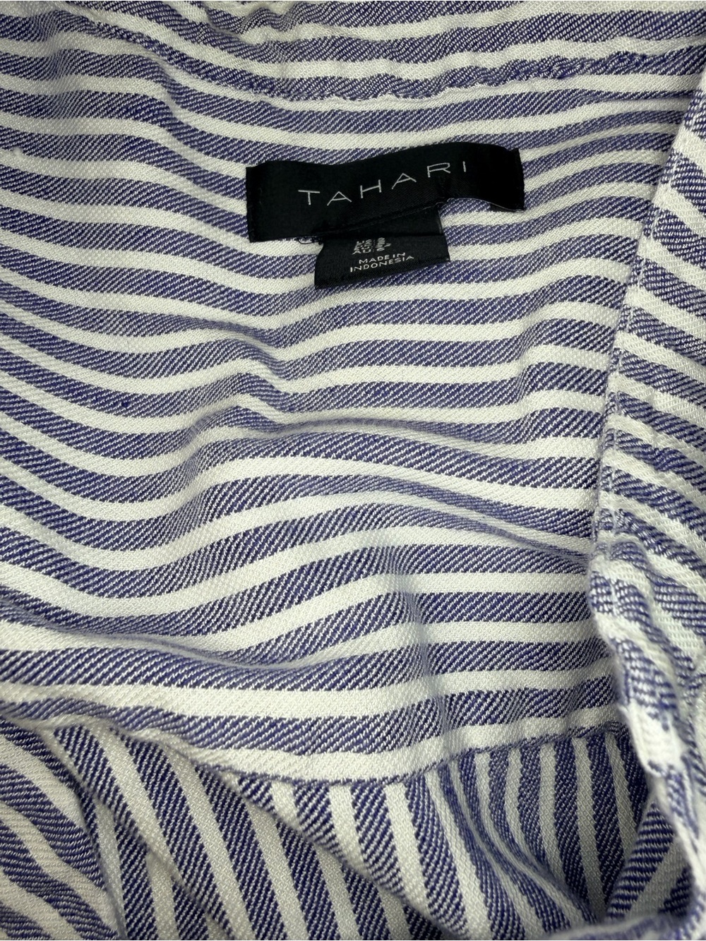 Tahari Blue and White Striped Tie-Waist Midi Dress - Picture 3 of 4